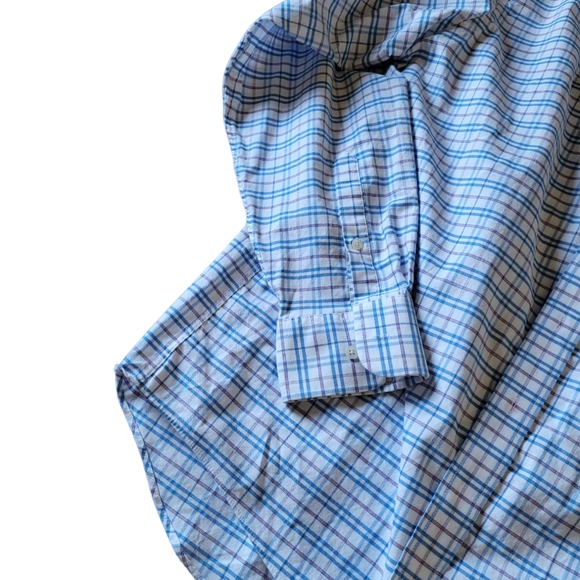 Chaps long sleeve full button collar plaid  front pocket mens dress shirt. - Picture 3 of 5